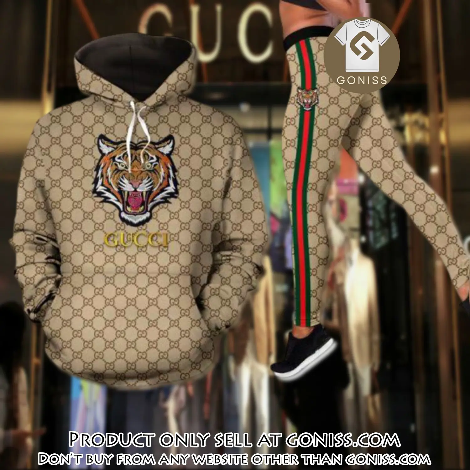 Gucci tiger hoodie legging set luxury for women gn0042716
